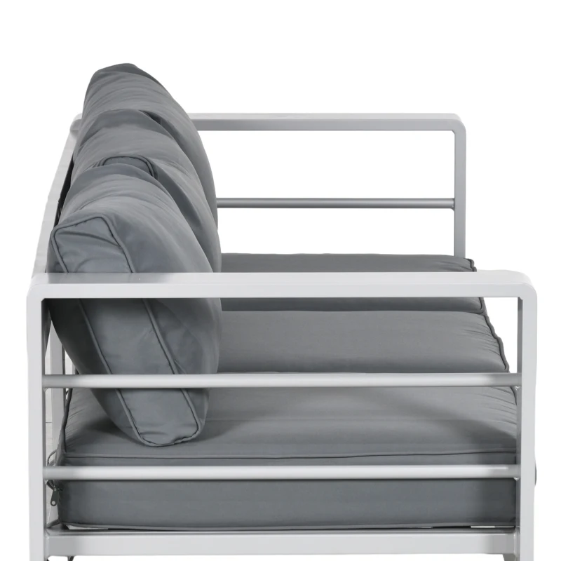 Outsunny Patio Furniture with Cushions, Aluminum Outdoor Sofa with Wide Armrests, Gray