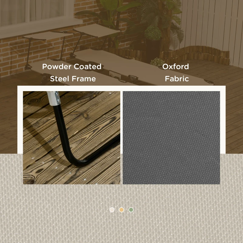 Outsunny Pool Chaise Lounge Chairs Set of 2, Folding Lounge Chairs with Sunshade, Reclining Back, Steel Frame, Dark Gray