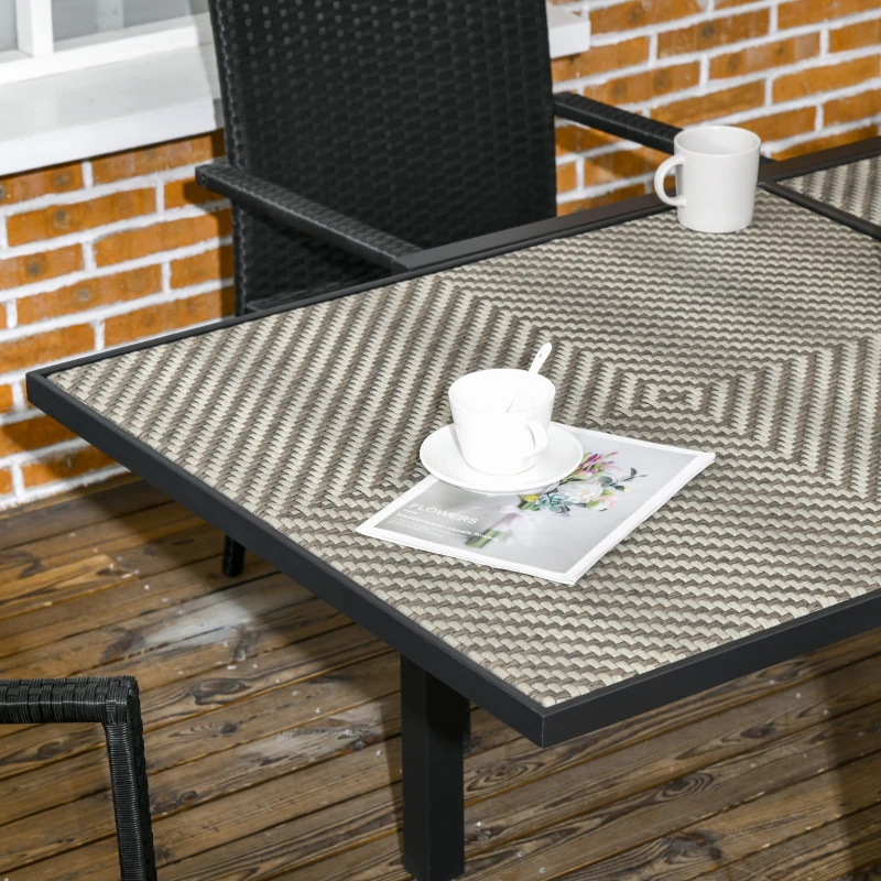 Outsunny Extendable Rattan Dining Table, Patio Retractable Table, Aluminum Frame, 35.4"/70.9" x 35.4", Mixed Brown