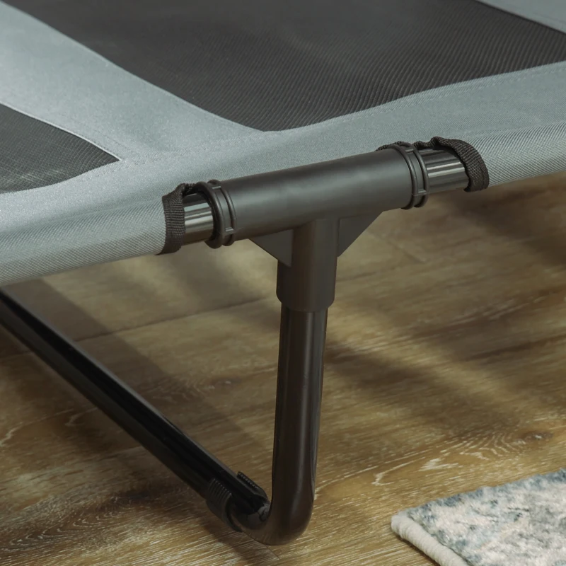 PawHut Elevated Dog Bed with Canopy, Portable Raised Dog Cot for XL Sized Dogs, Indoor & Outdoor, 48" x 36" x 43", Grey