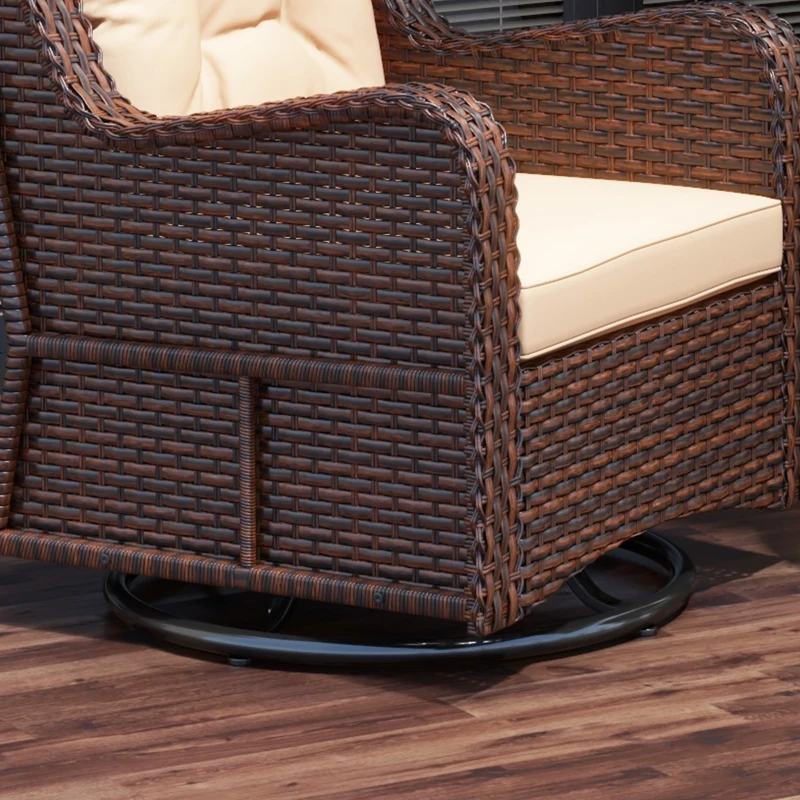 Outsunny PE Rattan 360° Swivel Patio Chair with Cushion, Brown
