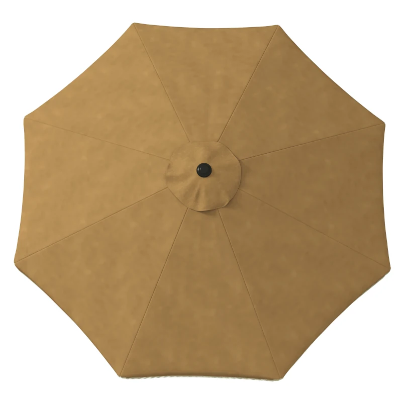 Outsunny 9' Patio Umbrella with Tilt, Ruffled Outdoor Umbrella, Tan