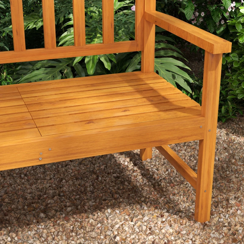 Outsunny Wooden Bench with Liftable Middle Table, Outdoor Bench, Patio Loveseat for Porch, Backyard, Seats 2-3 People