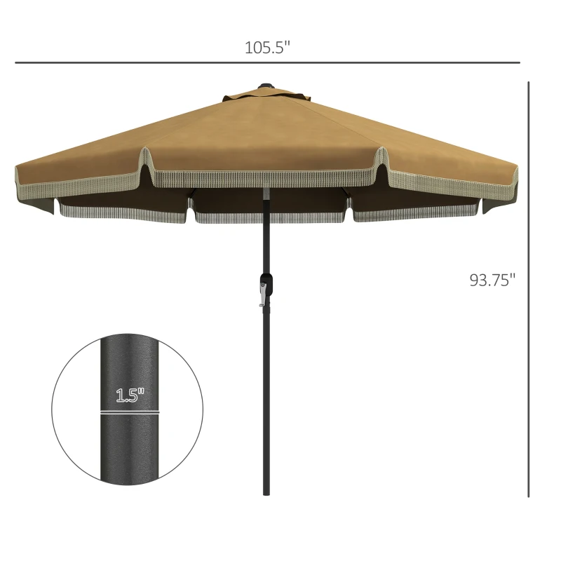 Outsunny 9' Patio Umbrella with Tilt, Ruffled Outdoor Umbrella, Tan