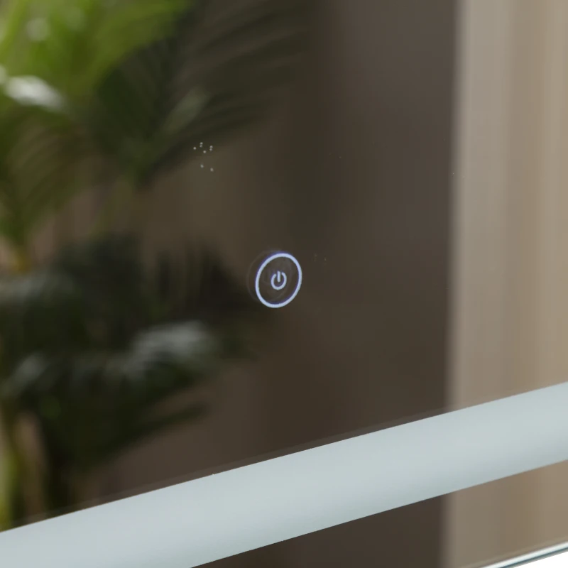 HOMCOM 28" x 20'' LED Illuminated Bathroom Mirror, Wall Mounted Vanity Mirror with Dimmable Memory Touch, Waterproof, Horizontally or Vertically, Silver