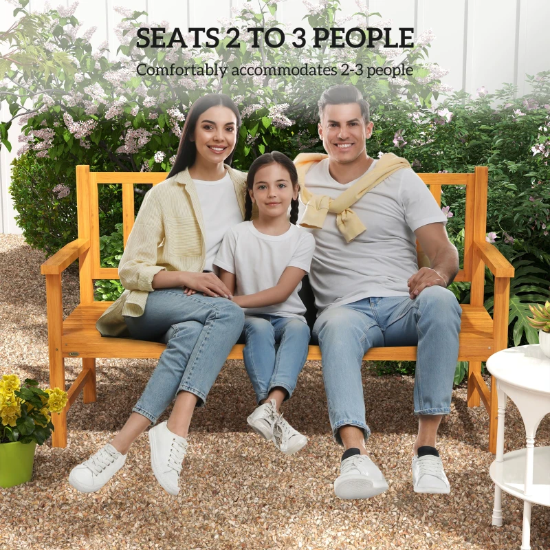 Outsunny Wooden Bench with Liftable Middle Table, Outdoor Bench, Patio Loveseat for Porch, Backyard, Seats 2-3 People