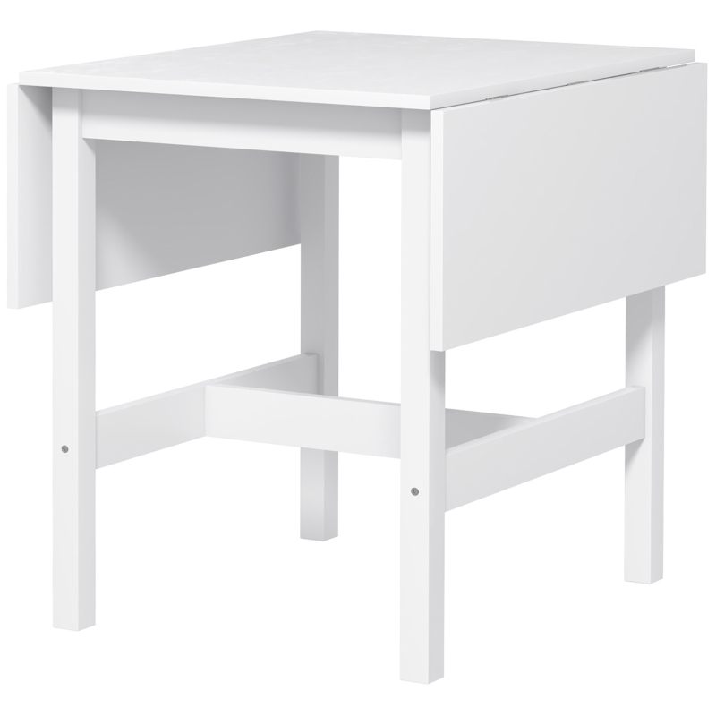 HOMCOM Solid Wood Kitchen Table, Farmhouse Drop Leaf Tables for Small Spaces, Folding Dining Table, White