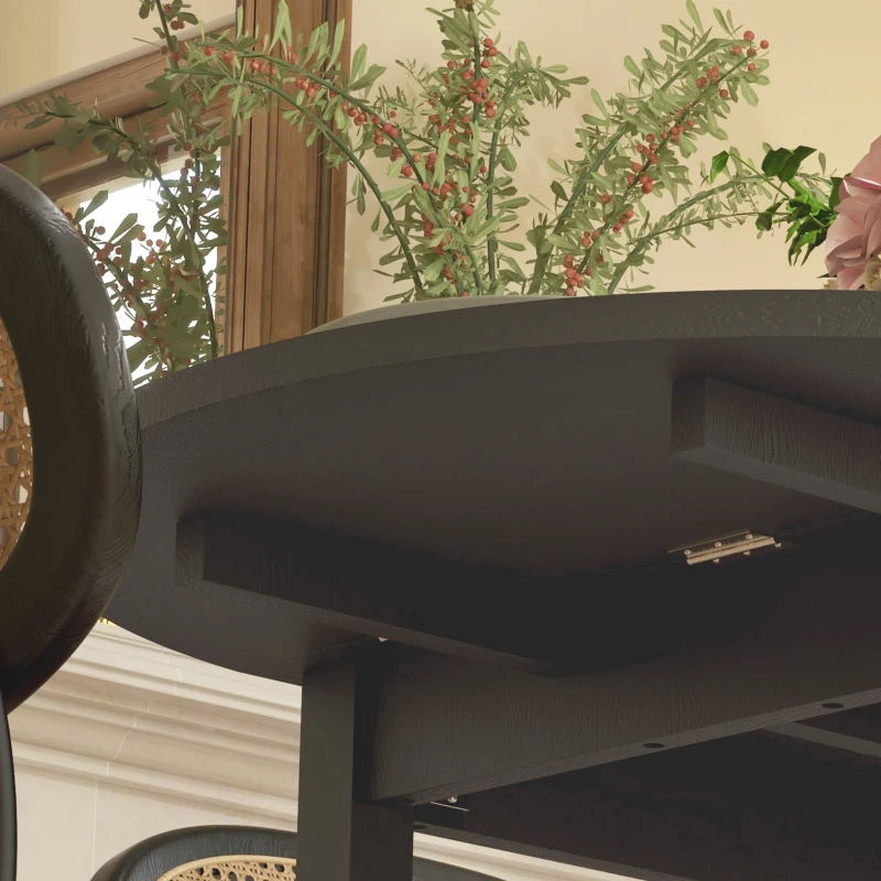 HOMCOM Solid Wood Kitchen Table, Drop Leaf Tables for Small Spaces, Folding Dining Table, Black