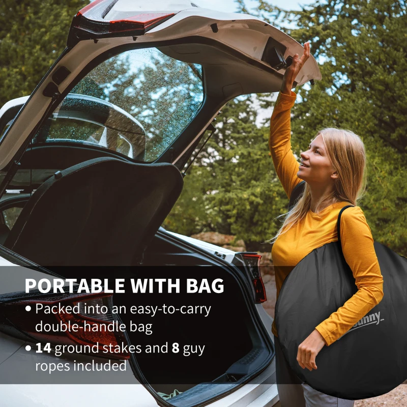 Outsunny 11' x 11.5' Screen Tent, Pop Up Camping Gazebo with Portable Carry Bag and 2 Doors, Black