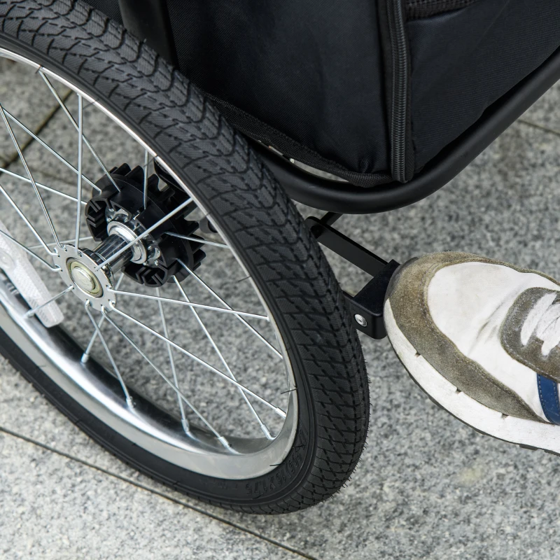 PawHut Easy Fold Dog Stroller with Storage Bags, Washable Cushion, Safety Leash for Medium and Large-Sized Pets, Red