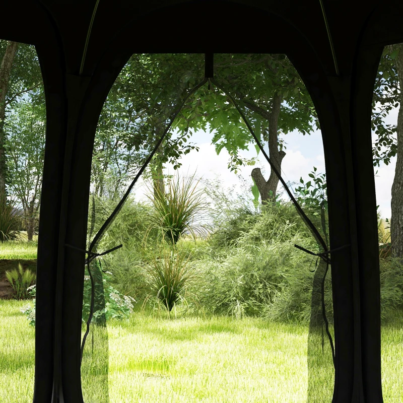 Outsunny 11' x 11.5' Screen Tent, Pop Up Camping Gazebo with Portable Carry Bag and 2 Doors, Black