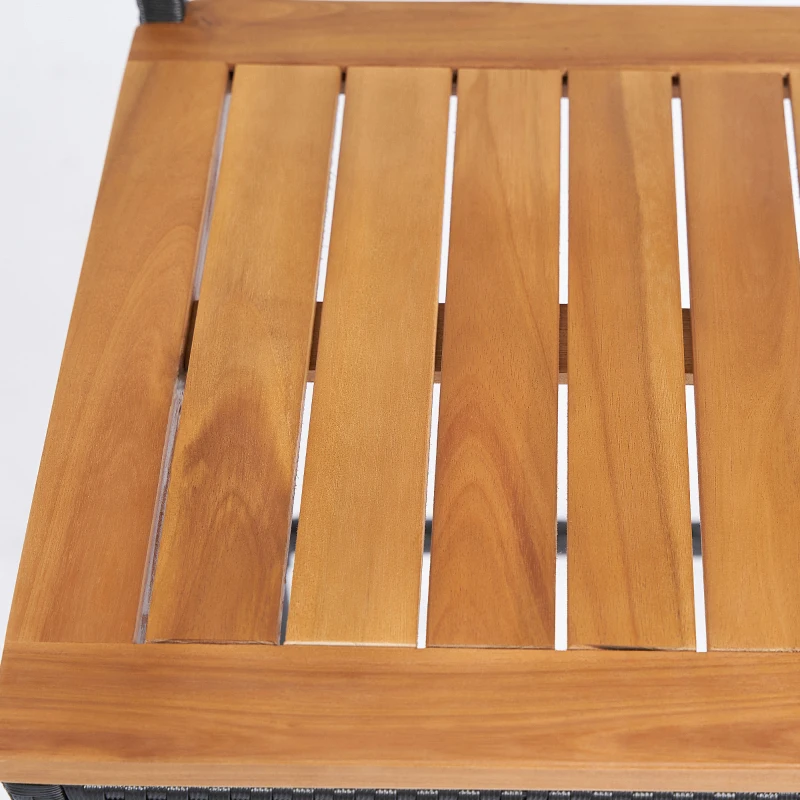 Outsunny 3-Piece Wicker Bar Set, Patio Bar Table Chair w/ Acacia Wood Top, 43.3" x 23.6" x 39.4", Dark Brown