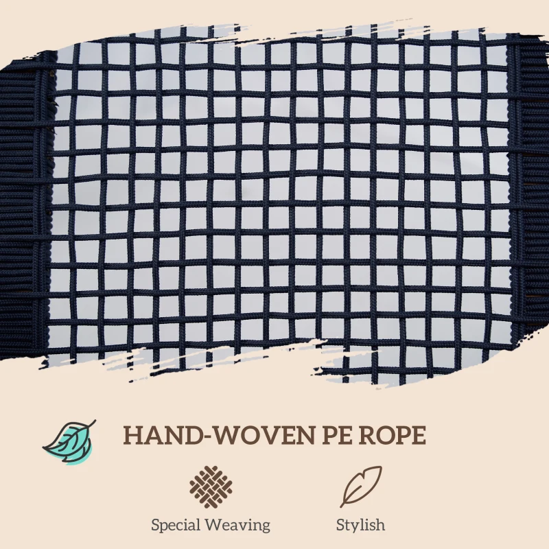 Outsunny Wood Adirondack Chair, Modern Fire Pit Chair, PP Rope Coconino Lounge Style Chair with High Support Backrest, Blue