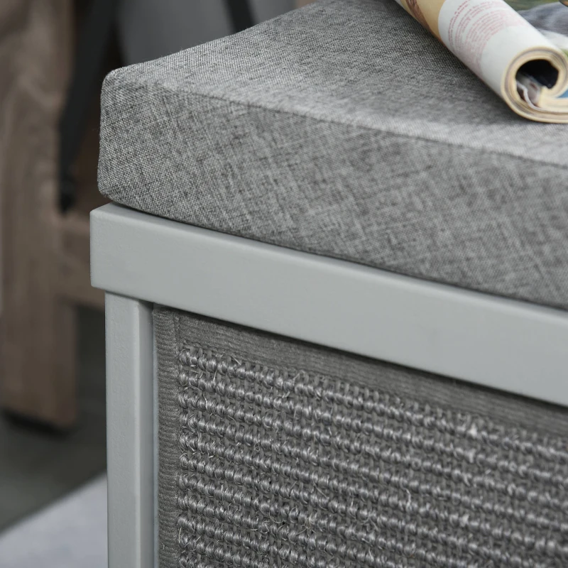 PawHut Indoor Cat Bed with 2 Exterior Scratching Boards, Cat Cube House with Removeable Cushions, 16" L x 12" W x 14" H, Grey