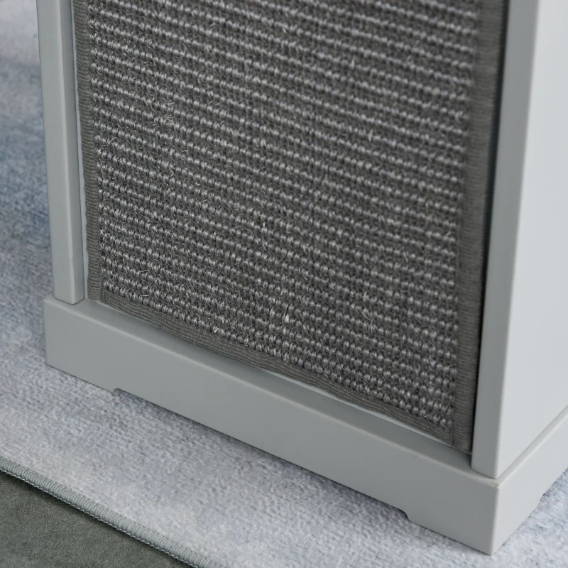 PawHut Indoor Cat Bed with 2 Exterior Scratching Boards, Cat Cube House with Removeable Cushions, 16" L x 12" W x 14" H, Grey