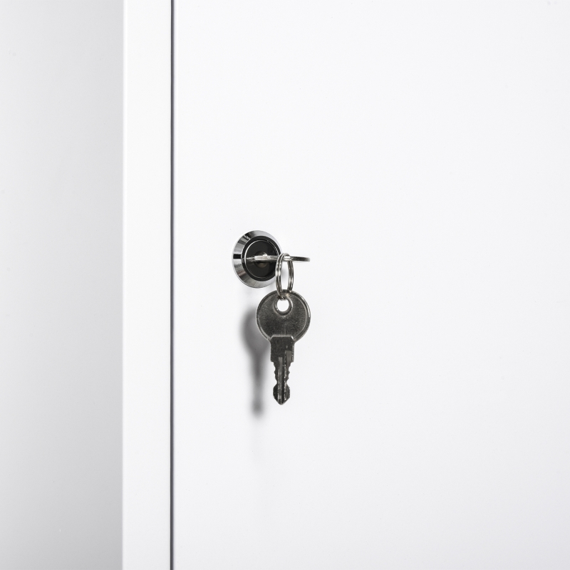 kleankin Wall Mount Medicine Cabinet 3 Tier Steel Emergency Box for Bathroom, Lockable with 2 Keys, White