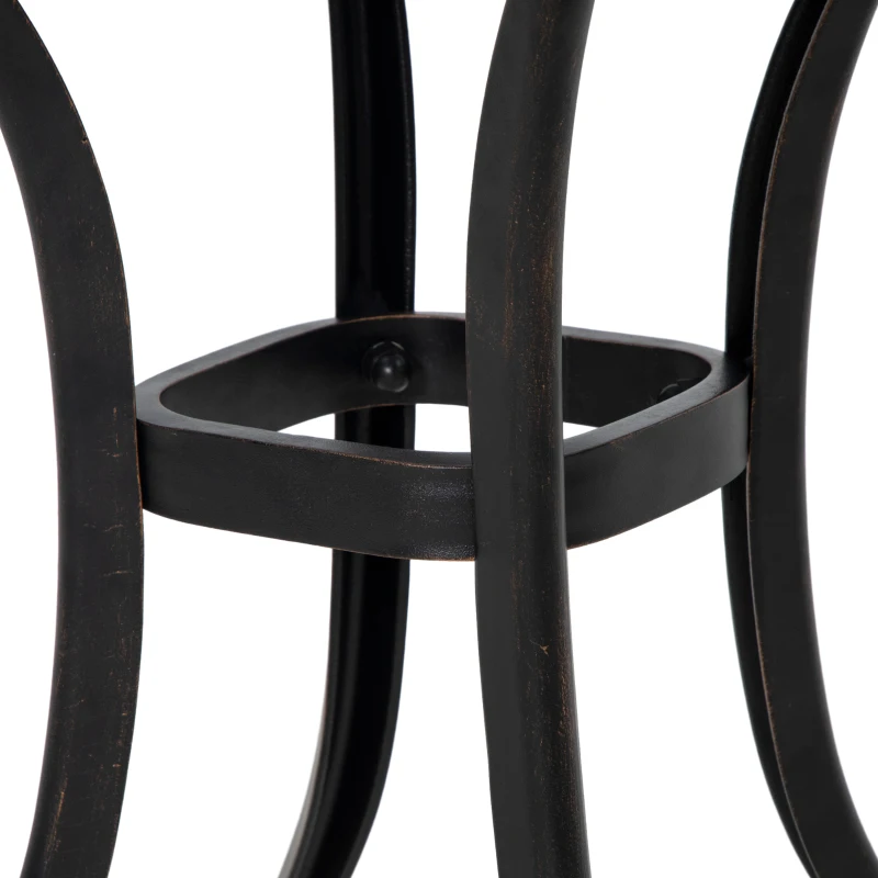 Outsunny 21" Square Outdoor End Table, Cast Aluminum Patio Side Table with Umbrella Hole for Garden, Balcony, Poolside, Bronze