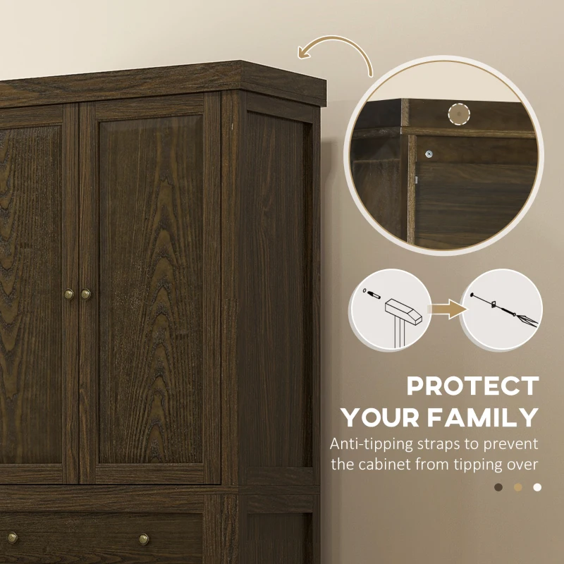 HOMCOM 72.5" Kitchen Pantry Cabinet, Tall Storage Cabinet with Doors, Drawer, and Adjustable Shelves, Distressed Espresso