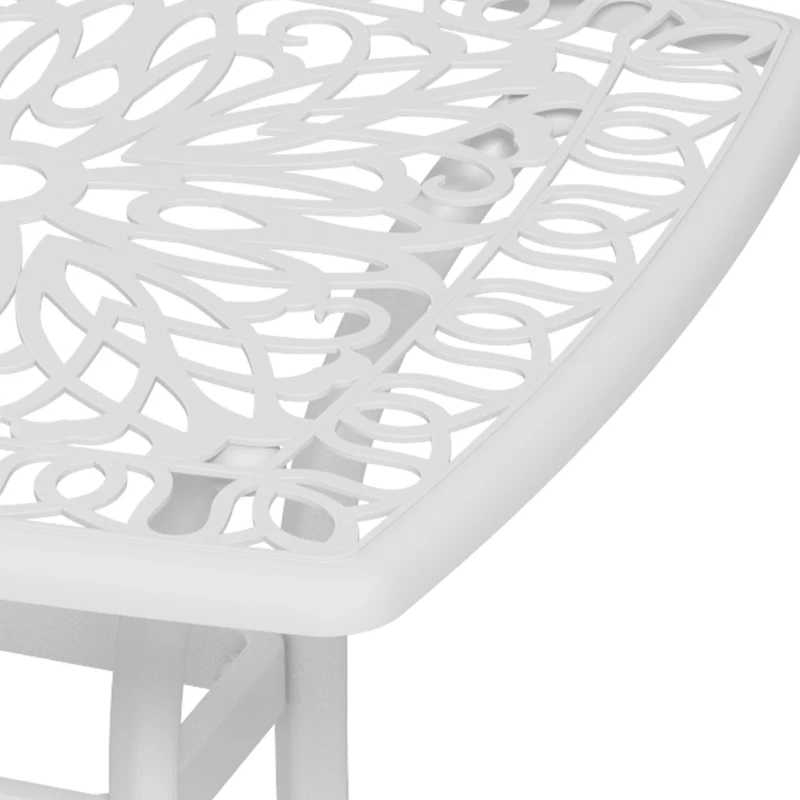Outsunny 21" Square Outdoor End Table, Cast Aluminum Patio Side Table with Umbrella Hole for Garden, Balcony, Poolside, White