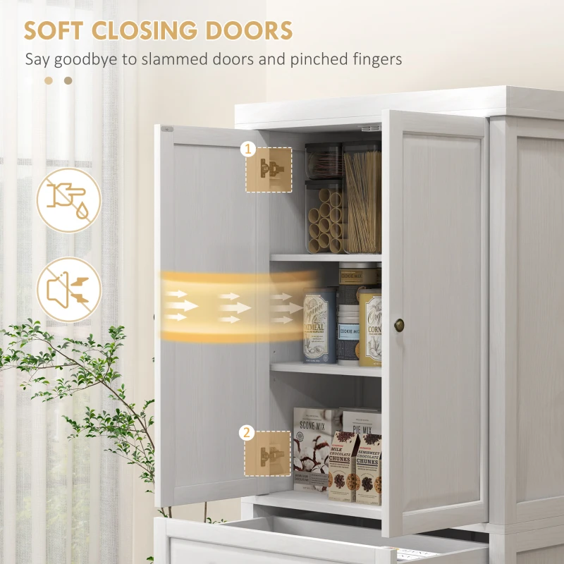 HOMCOM 72.5" Kitchen Pantry Cabinet, Tall Storage Cabinet with Doors, Drawer, and Adjustable Shelves, Distressed White