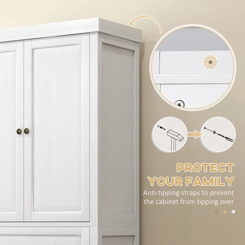 HOMCOM 72.5" Kitchen Pantry Cabinet, Tall Storage Cabinet with Doors, Drawer, and Adjustable Shelves, Distressed White