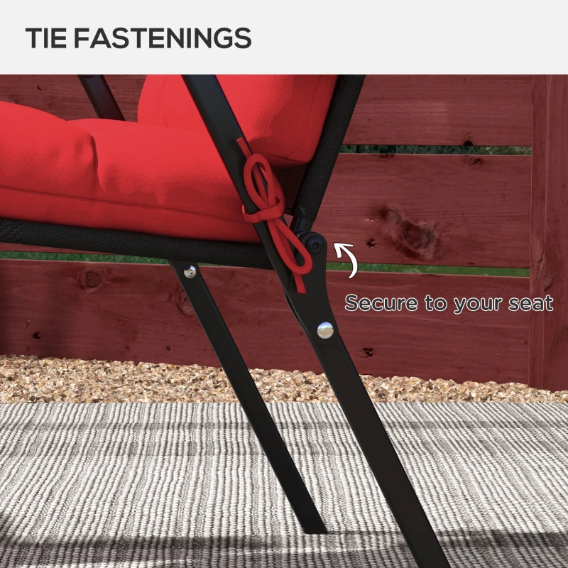 Outsunny 2-Piece Back Seat Cushion Replacement, Outdoor Patio Chair Cushions Set with Ties, Button Tufted, Red