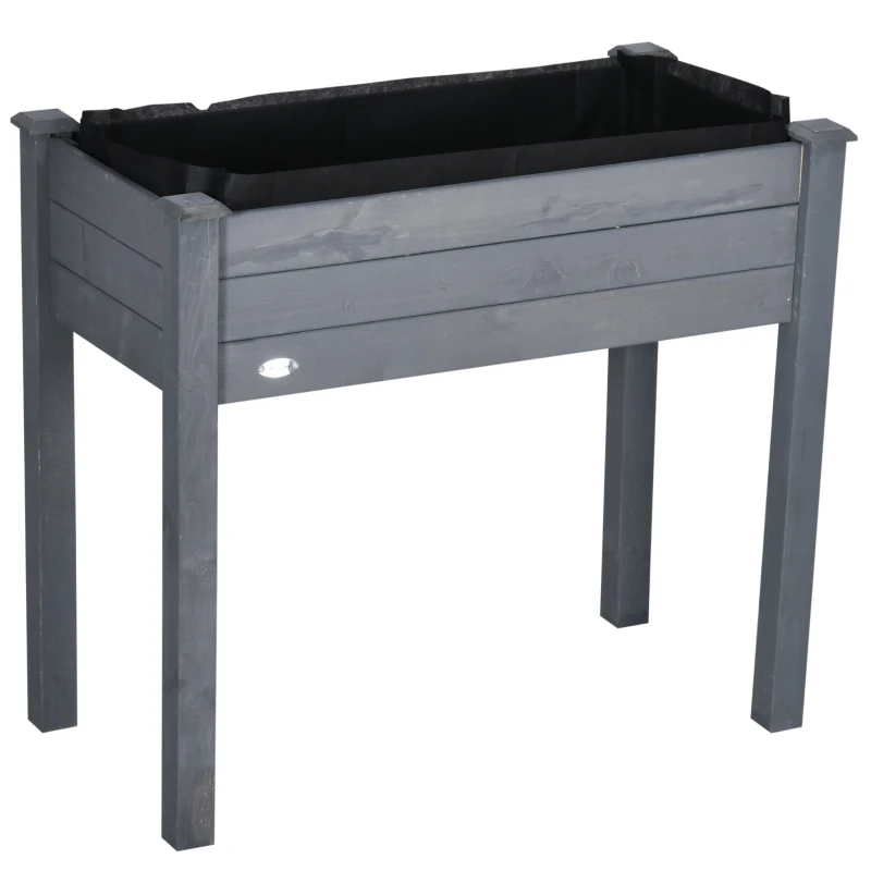 Outsunny Elevated Wooden Garden Plant Stand - Outdoor Flower Bed Box with Natural Finish, Perfect for Vegetables, Herbs & Flowers