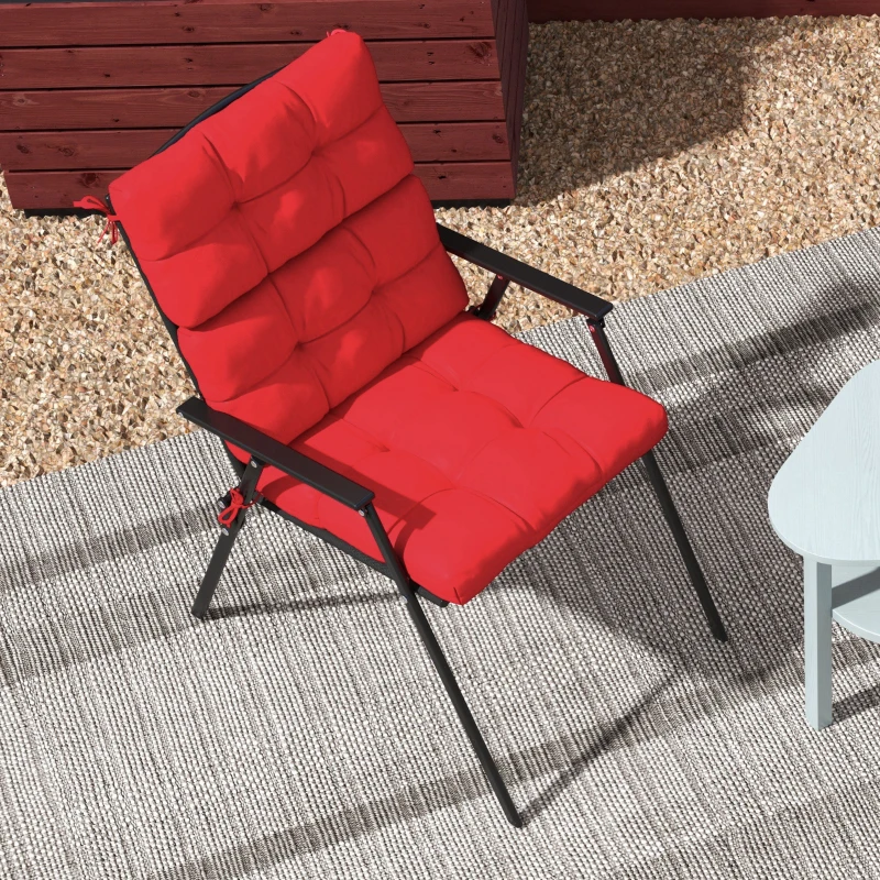 Outsunny 2-Piece Back Seat Cushion Replacement, Outdoor Patio Chair Cushions Set with Ties, Button Tufted, Red