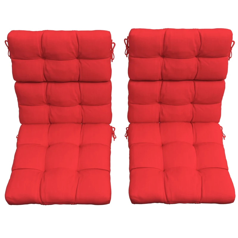 Outsunny 2-Piece Back Seat Cushion Replacement, Outdoor Patio Chair Cushions Set with Ties, Button Tufted, Red