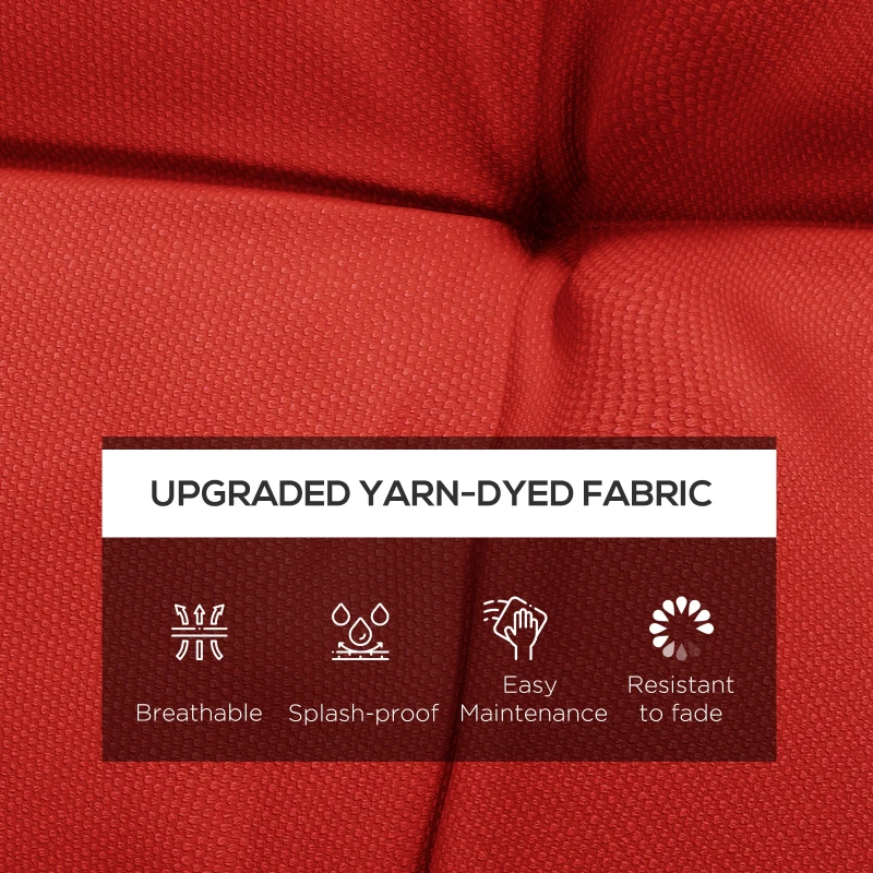 Outsunny 2-Piece Back Seat Cushion Replacement, Outdoor Patio Chair Cushions Set with Ties, Button Tufted, Red