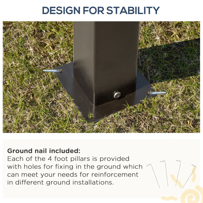 Outsunny 10' x 12' Hardtop Gazebo Canopy with Polycarbonate Roof, Aluminum Frame, Permanent Pavilion Outdoor Gazebo with Netting, for Patio, Garden, Backyard, Deck, Lawn, Dark Brown, Off-White