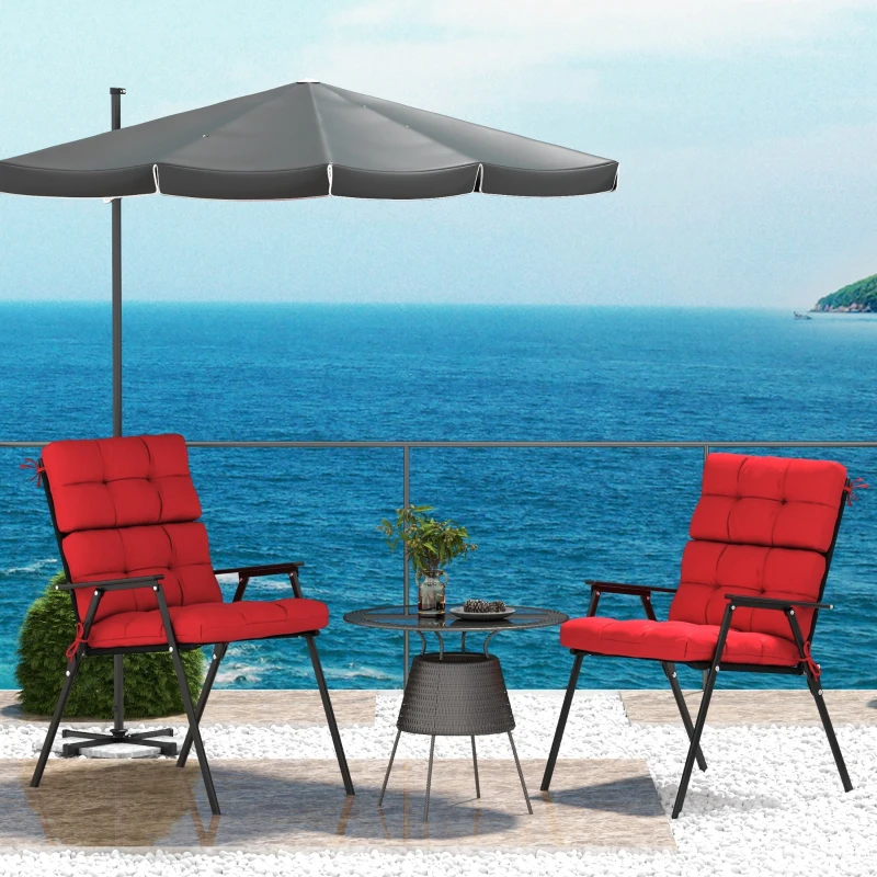 Outsunny 2-Piece Back Seat Cushion Replacement, Outdoor Patio Chair Cushions Set with Ties, Button Tufted, Red