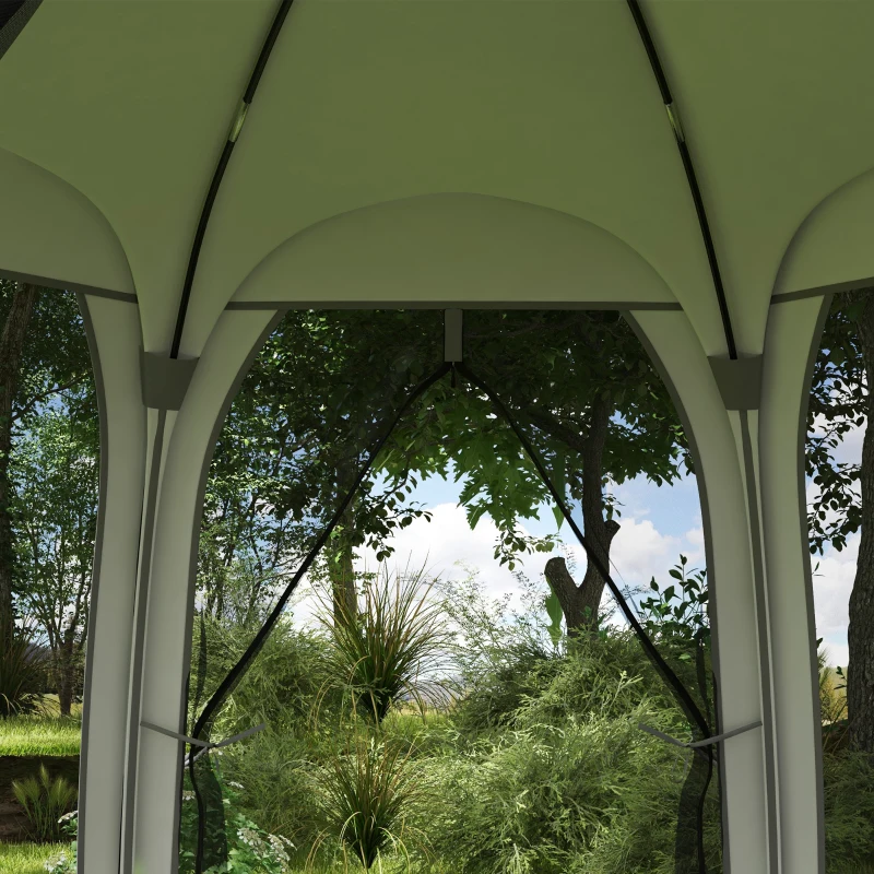 Outsunny 11' x 11.5' Screen Tent, Pop Up Camping Gazebo with Portable Carry Bag and 2 Doors, Cream White