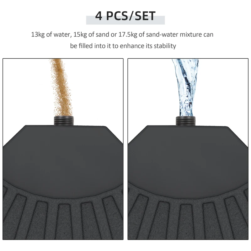 Outsunny Large 4 Piece Round Fillable Weighted Offset Market Patio Umbrella Base
