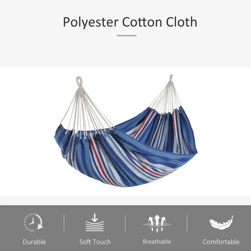 Outsunny 79"x40" Outdoor Hammock Bed Swing Chair, Patio Lounge Garden Camping Hiking Travel Hammock Only for Backyard, Garden, Mixed-blue