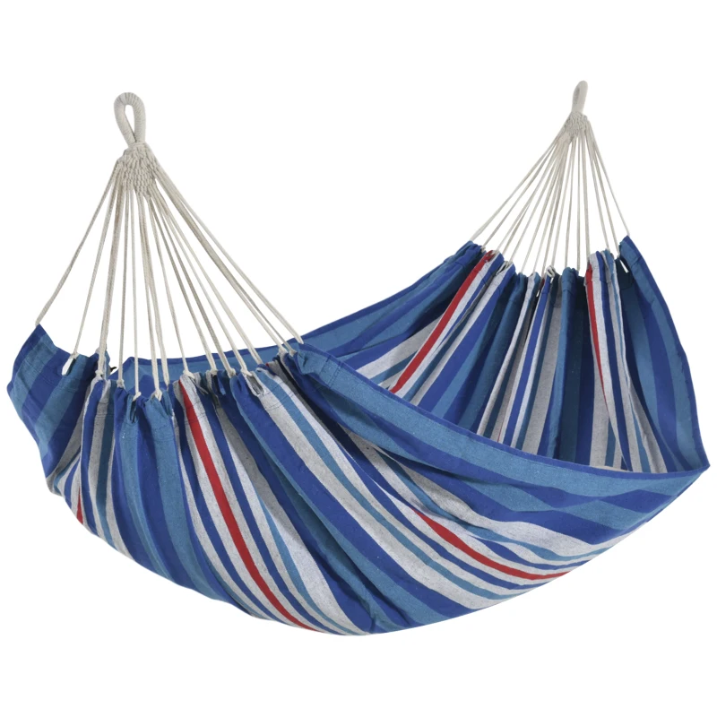 Outsunny 79"x40" Outdoor Hammock Bed Swing Chair, Patio Lounge Garden Camping Hiking Travel Hammock Only for Backyard, Garden, Mixed-blue