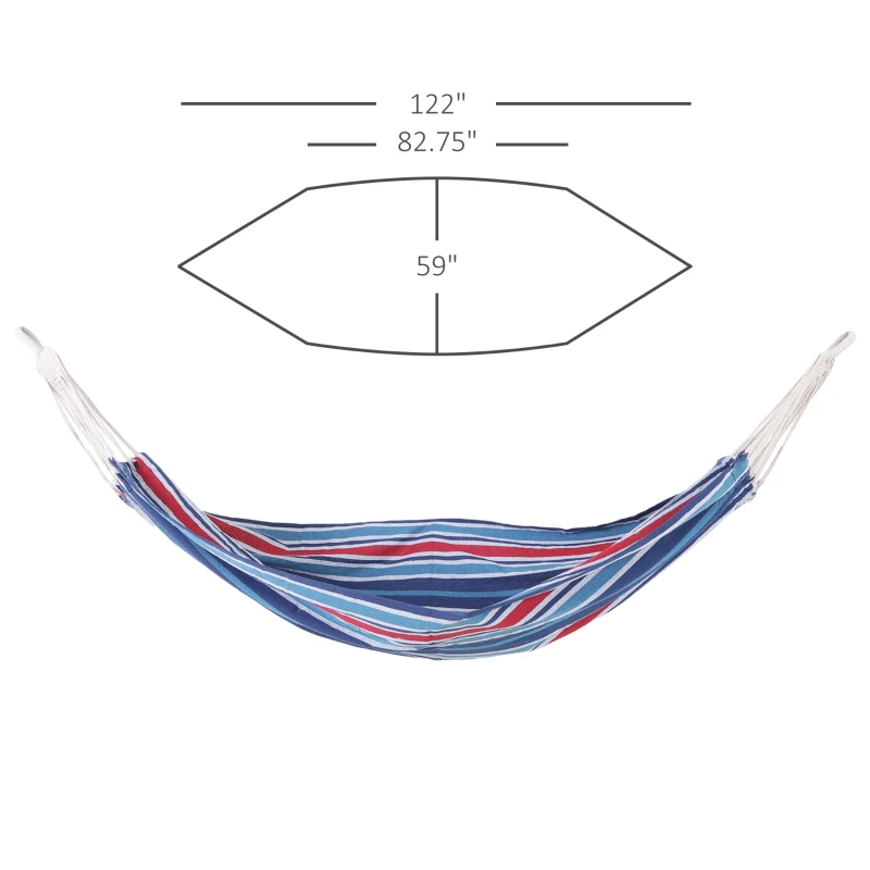 Outsunny 79"x40" Outdoor Hammock Bed Swing Chair, Patio Lounge Garden Camping Hiking Travel Hammock Only for Backyard, Garden, Mixed-blue