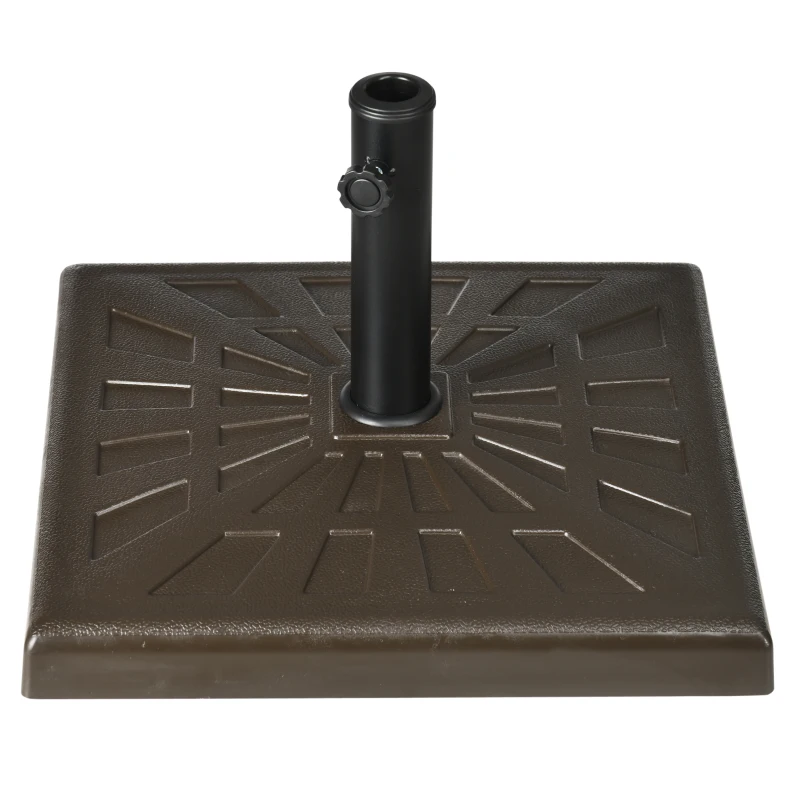 Outsunny Heavy-Duty Resin Patio Umbrella Base, 42lbs 20" Square Stand for 1.26", 1.5", 1.9" Diameter Poles, Brown