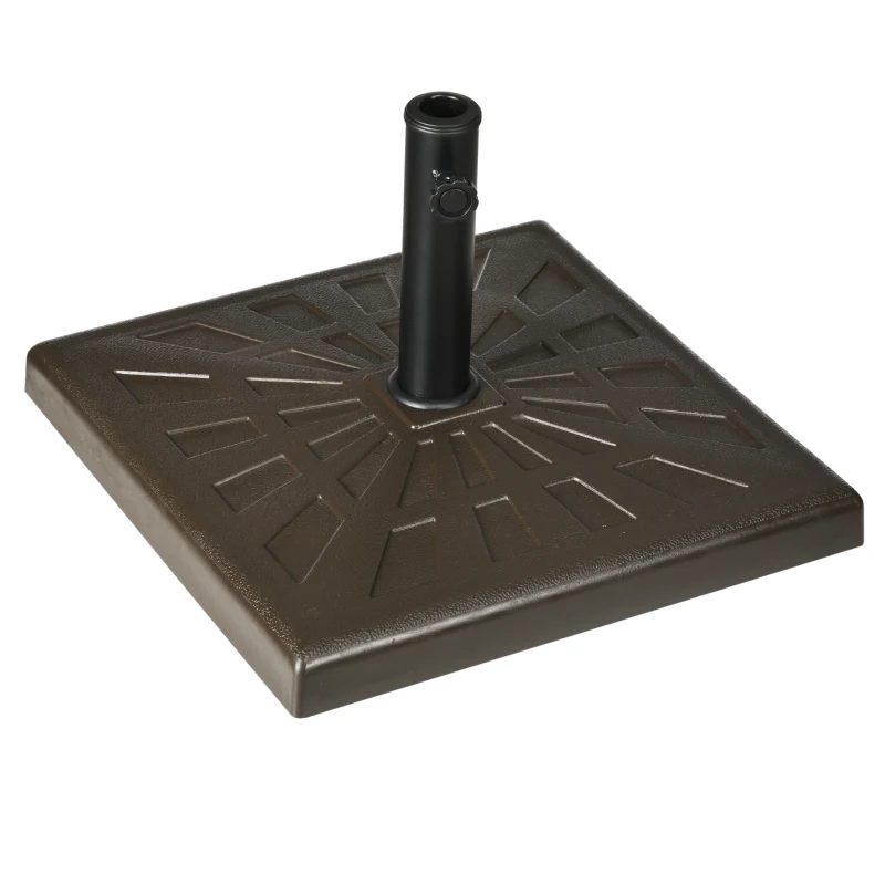 Outsunny Heavy-Duty Resin Patio Umbrella Base, 42lbs 20" Square Stand for 1.26", 1.5", 1.9" Diameter Poles, Brown