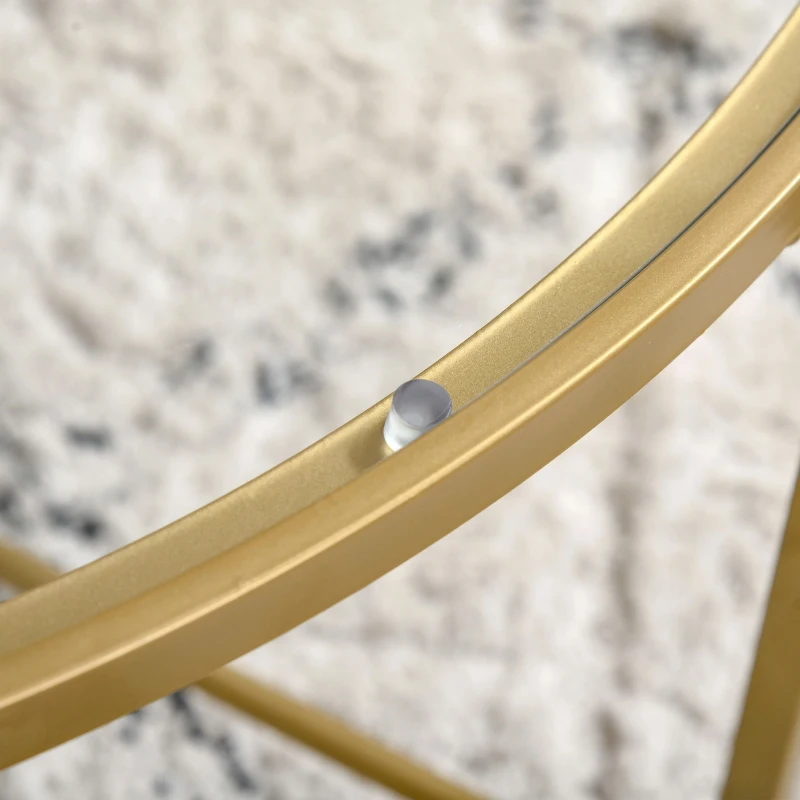 HOMCOM Modern Round Coffee Table with Tempered Glass Tabletop, Accent Side Table, Center Table for Living Room, Gold