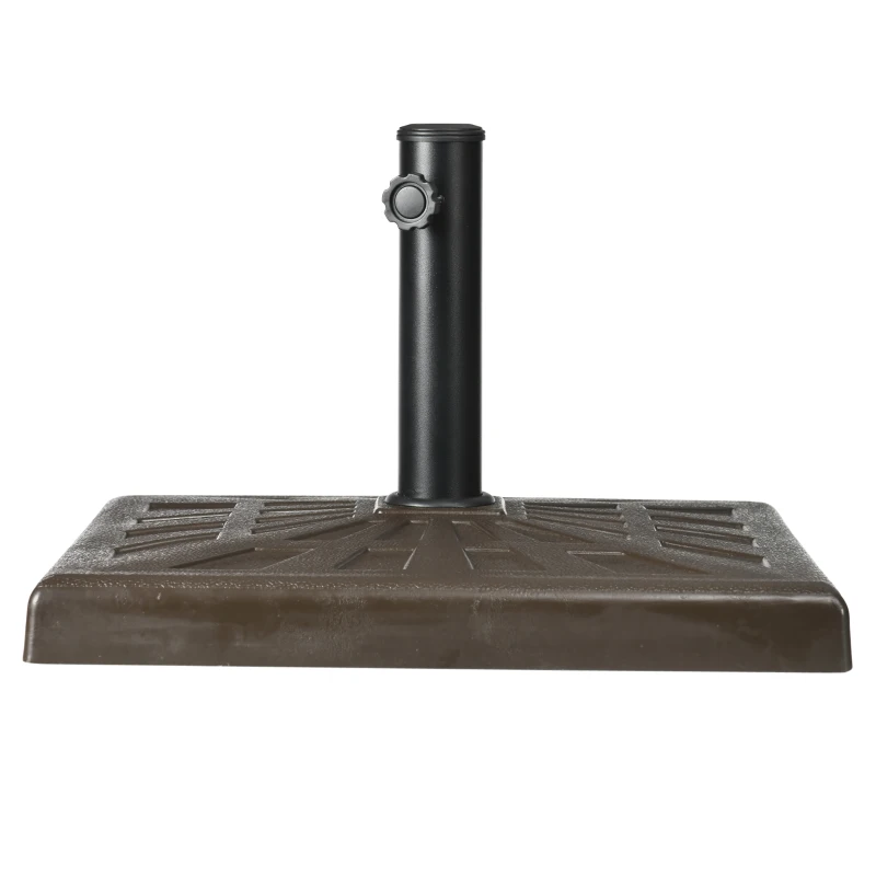 Outsunny Heavy-Duty Resin Patio Umbrella Base, 42lbs 20" Square Stand for 1.26", 1.5", 1.9" Diameter Poles, Brown