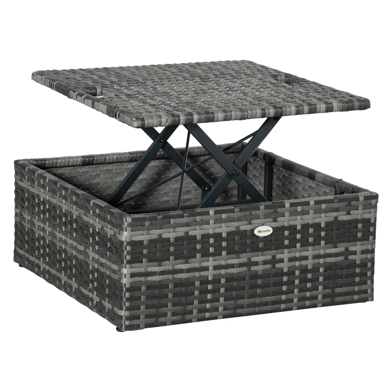 Outsunny 4 Piece Adjustable Canopy Outdoor Rattan Sofa Set Patio Furniture Wicker Sets with Height Adjustable Coffee Table & Cushions