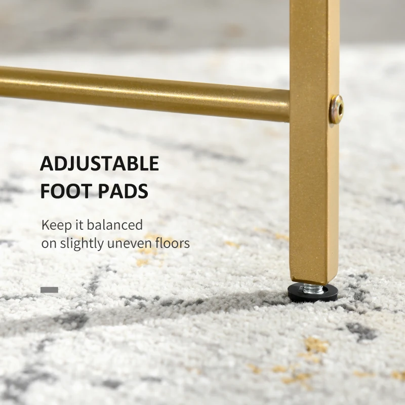 HOMCOM Modern Round Coffee Table with Tempered Glass Tabletop, Accent Side Table, Center Table for Living Room, Gold