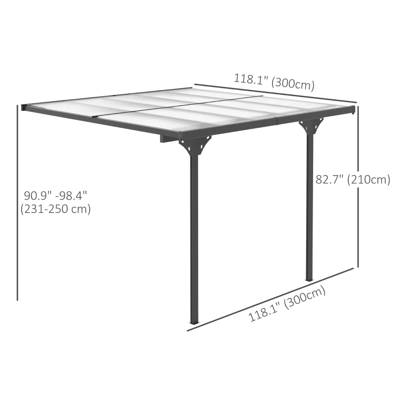 Outsunny 10' x 10' Outdoor Hardtop Pergola Gazebo with Adjustable Height, Aluminum Pergola with Polycarbonate Roof, UV Protection, Grey