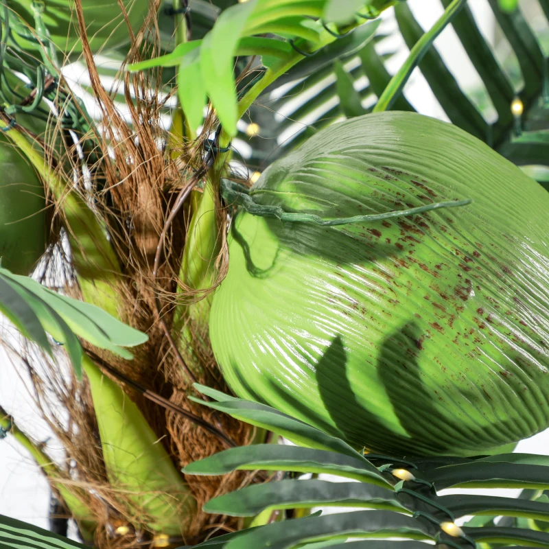 Outsunny 6' Artificial Light Up Palm Tree Lighted Tropical Fake Tree with Remote 240 Lights 3 Coconuts for Outdoor Indoor Green