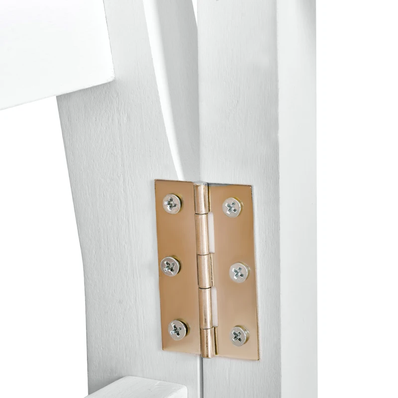 Outsunny 4FT Folding Outdoor Bench, 2-Seater Wooden Garden Bench with Slatted eat and Back, Patio Bench Outdoor Loveseat with Armrests for Backyard, Porch, Park, White