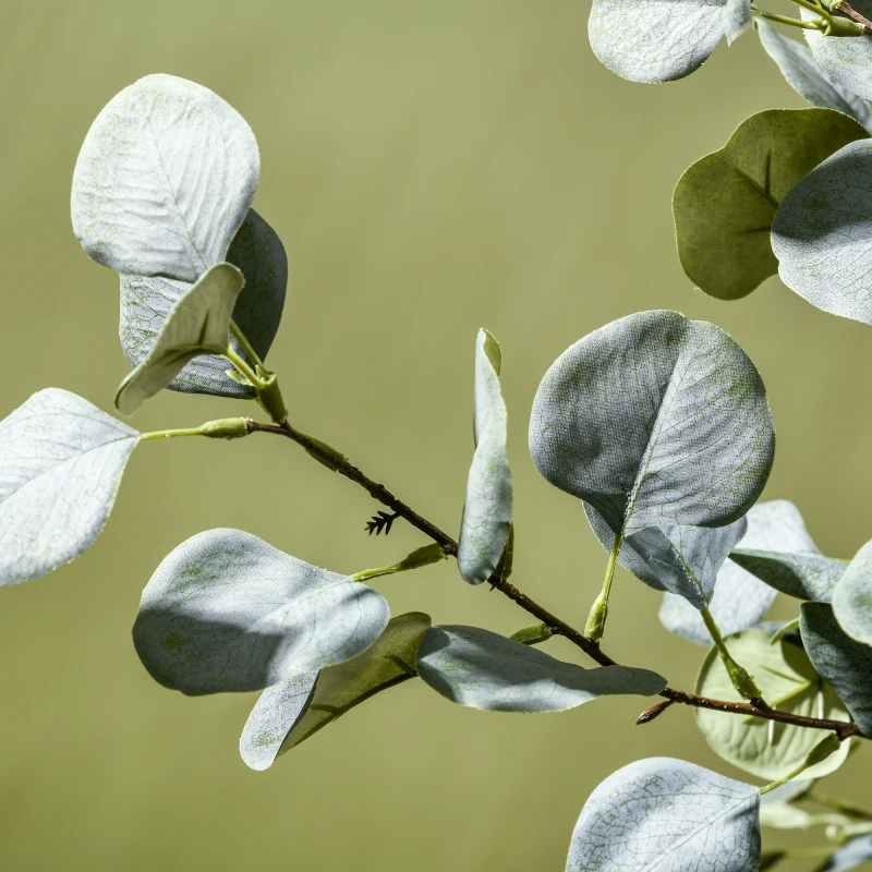 HOMCOM 5ft Artificial Tree, Indoor Fake Eucalyptus with White Tender Tips and Pot, for Home, Office, and Living Room Decor