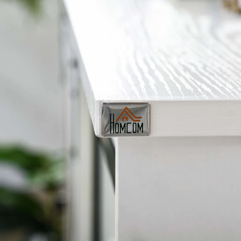 HOMCOM Farmhouse Kitchen Sideboard, Buffet Cabinet with Sliding Barn Door and 3 Storage Drawers for Living Room, White