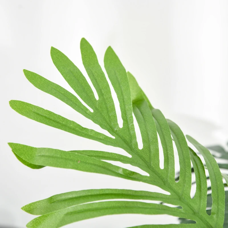 Outsunny 2FT Artificial Palm Tree, Fake Tropical Tree with Lifelike Leaves, Faux Plant in Pot for Indoor Decoration, Green