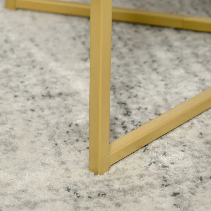 HOMCOM Modern Coffee Table, Rectangle Cocktail Table with Steel Base, for Living Room, Walnut and Gold